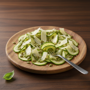 carpaccio de courgettes et copeaux de parmesan aop