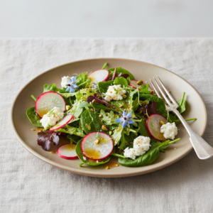salade de jeunes pousses et radis croquants