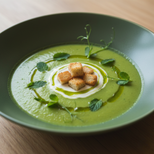velouté de petits pois à la menthe fraîche