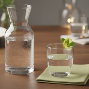 eau microfiltrée servie en carafe (sans bouteille plastique)